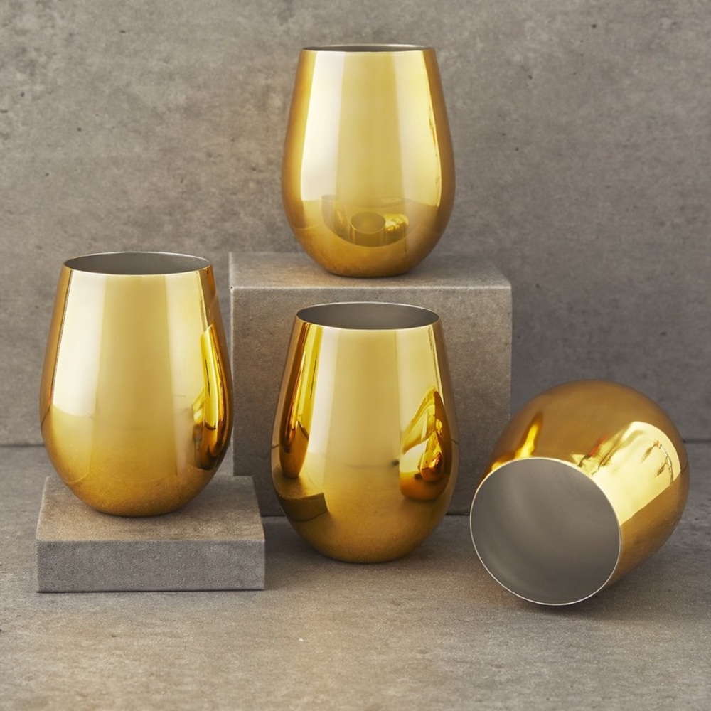 Chic & Tonic gold stemless wine glasses